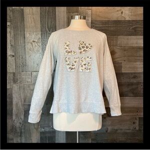 Style & Co sweatshirt large sparkly leopard print sequins Lovecore feminine